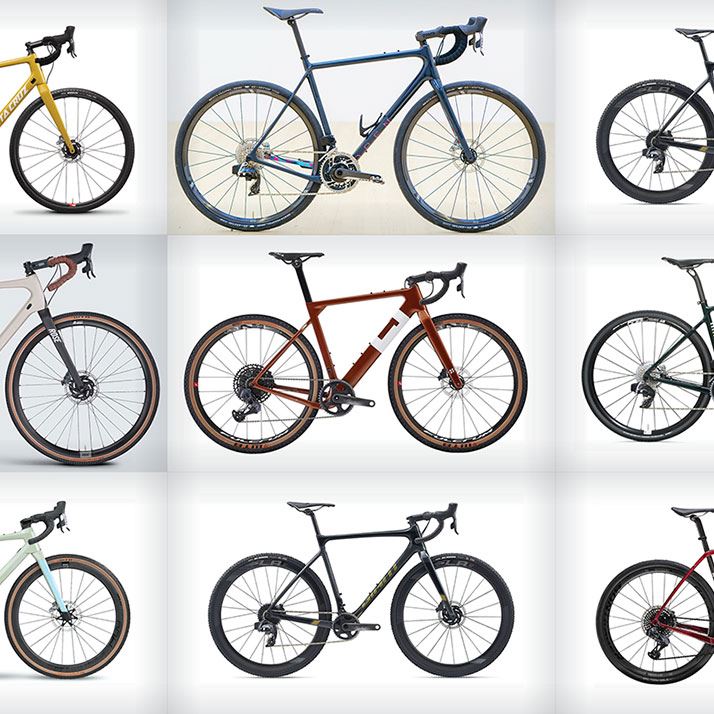 A collage of gravel bikes built with eTap AXS drivetrains.